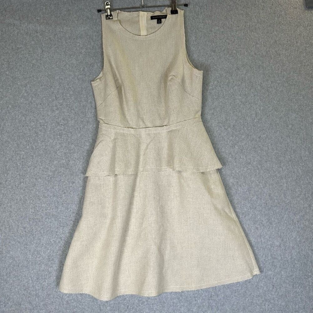 Banana Republic Womens Size 4 Linen Blend Mini Sleeveless Sheath Dress Cream